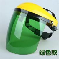 PC有机玻璃电焊面罩头戴式打磨氩弧焊气保焊防护面罩防辐射飞溅物 黄顶绿色PC面罩+送手套+眼镜