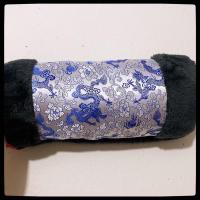 送老人冬季暖手筒手捂子暖手宝福禄寿绸缎蓝印花布珊瑚绒民族风 青花瓷(黑毛或灰毛)