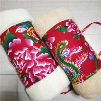 乌镇蓝印花布 东北大花手捂子怀旧老款暖手筒 保暖手套午睡枕插手 东北大花红色(浅色毛毛)