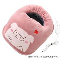 暖脚神器暖脚宝插电电暖鞋可爱卡通鞋保暖棉鞋办公室加热鞋女 曼恋-萌萌猪 标配