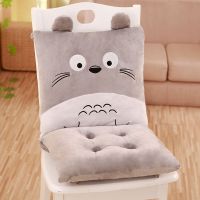 连体坐垫靠垫背一体办公室椅子垫子加厚学生教室座垫汽车屁股屁垫 灰色龙喵 普通版-连体可拆分(靠垫+坐垫)