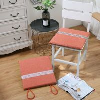 亚麻坐垫椅子垫中式椅垫透气加厚办公椅垫榻榻米坐垫电脑桌椅垫 橘红色 方形：40*40cm