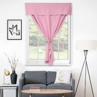 魔术贴窗帘布免打孔安装卧室自粘式简易小窗户遮光出租房短帘门帘 不带帘头高精密粉色魔术贴 宽0.9X高1.0一片