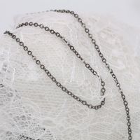 DIY饰品配件2MM扁O字链十字链特细流苏链条细铁链子散链5米 枪黑色 5米