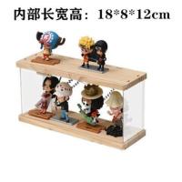 亚克力透明收纳盒桌面盲盒玩具积木收纳柜防尘展示盒带灯可叠加 S-20*10*14.2cm无赠品 2米LED灯+胶