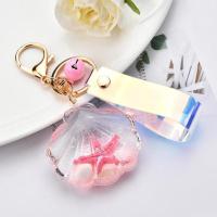 亚克力入油海洋生物微景观钥匙扣挂件贝壳五角海星流沙入油漂浮瓶 粉色贝壳