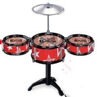 大号儿童架子鼓爵士鼓初学者宝宝敲打鼓乐器玩具男女孩1-2-3-6岁9 中号三鼓(送鼓带)红色