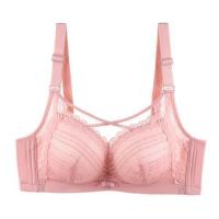 无钢圈文胸小胸平胸专用聚拢上托胸罩加厚款调整型收副乳内衣女士 粉色 32/70A
