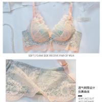 性感聚拢调整型新款内衣女收副乳防下垂无钢圈小胸专用蕾丝文胸罩 同款内裤一条 32/70A