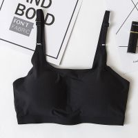 韩版薄款透气冰丝裹胸少女内衣学生初中生吊带排扣打底文胸胸罩 单件装:黑色 均码适合[75斤-120斤穿]