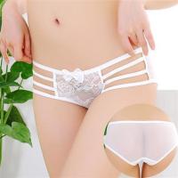 跨境范婷性感蕾丝女士内裤提臀透气透明蝴蝶结低腰三角内裤 白色 均码