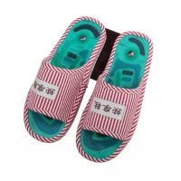 按摩拖鞋穴位足疗鞋鹅卵石足底情侣浴室防滑家居室内男女夏凉拖鞋 条纹女鞋 35-36码