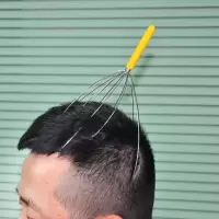 新款头部按摩器八爪鱼头顶按摩器按摩梳金属头部按摩器灵魂提取器 新款磨砂皮套款
