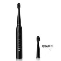 成人电动牙刷USB感应充电防水电动牙刷声波成人儿童自动牙刷软毛 黑普通二刷头+[USB充电线] 声波电动牙刷[质保2年]