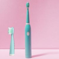 超声波软毛电动牙刷可充电式成人儿童便携式懒人自动智能洁齿神器 天空蓝电池款 两刷头