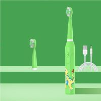 靓辰A7Pro儿童电动牙刷3-15岁小孩充电软毛防水卡通恐龙自动牙刷 [绿色-小恐龙]五档充电式+防尘罩 共2刷头[收藏