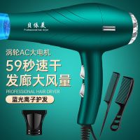强风速干蓝光吹风机家用负离子学生筒理发店大功率吃吹飞机香味 翡翠绿 (家用强风版)送3