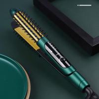 懒人直发梳子新款直发卷发器两用蛋蛋卷卷发棒大波浪学生夹发棒[7月30日发完] 墨绿-液晶屏(四档温控-可旋转电源)