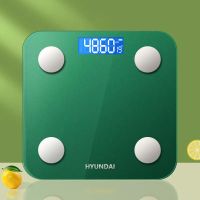 现代智能体脂秤充电电子称体重秤家用人体秤蓝牙成人脂肪秤称重计 四圆暗夜绿[可测81项体脂数据] 现代电池款