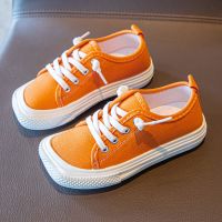 豹纹帆布鞋女2021年新款百搭小众ins板鞋方头平底丑萌憨憨大头鞋 桔红色 鞋垫2双
