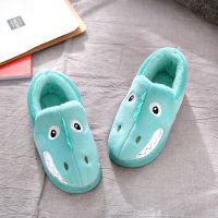 儿童棉鞋男童冬季包跟宝宝可爱卡通厚底中大童居家室内防滑棉拖鞋 绿恐龙 棉鞋 24/25码 16厘米