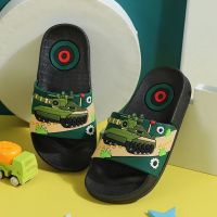 坦克儿童拖鞋夏男童室内家用卡通可爱浴室防滑软底小孩宝宝凉拖鞋 坦克【绿色】 24/25码 鞋长17cm