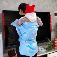 春秋夏款婴幼儿棉布老式背布四川重庆地区宝宝传统背带后背式 方形小猪佩琪蓝色