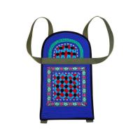 四川大凉山彝族婴儿背带民族风特色花纹民间手工艺品手工刺绣背带 网格蓝红