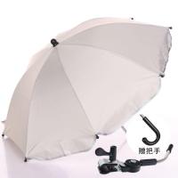 推车遮阳伞童车万向遮阳伞通用雨伞防紫外线溜娃神器三轮雨伞防晒 白色银胶75cm（塑料夹具无手柄）