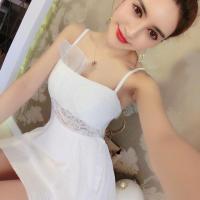 2021新款夜店吊带夜场KTV工服性感蕾丝镂空雪纺燕尾包臀连衣裙女 NC29-5614# 白色 S