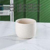 花盆陶瓷创意简约绿植多肉中国风阳台桌面透气带塑料底盘特价 芝麻白56(送塑料底盘) 小