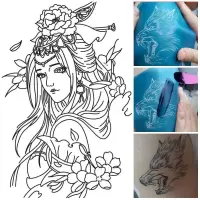 过肩龙纹身贴模板可重复男女防水持久仿真刺青花胸全半臂花臂果汁 半臂A200 只要模板 不要膏