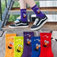 芝麻街男女中筒袜ins百搭涂鸦街头KAWS联名潮牌袜子潮流夏季长袜 芝麻街潮袜 3双-颜色随机