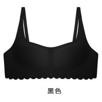 新款无痕内衣薄款大胸显小果冻条一片式文胸小胸聚拢学生少女抹胸 黑色 S 70ABC