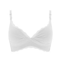 内衣女小胸聚拢上托无钢圈少女无痕文胸套装薄款收副乳调整型胸罩 樱花-白色(单件) 32/70A(中厚)