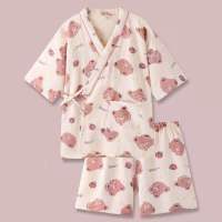 草莓熊!日系ins风和服纱布睡衣女夏季2021年新款短袖家居服 草莓小熊和服套装 S 建议90斤以下