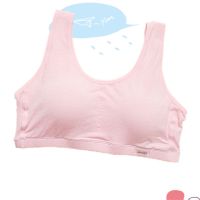 胖女孩内衣加肥初中少女小背心10-18岁文胸高中学生女童抹胸胸罩 浅粉 XL码(建议80-120斤内)