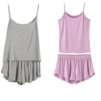 睡衣女款夏季韩版睡衣女夏季女士宽松睡衣家居服吊带两件套装睡衣 单件上衣 颜色随机 M