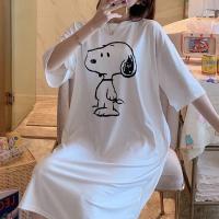 睡衣女夏季套装短袖夏天女学生卡通宽松大码可外穿家居服两件套 史努比(睡裙) M 60-90斤