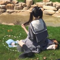 jk制服套装新款日系校服水手服海军领短款百褶裙子女两件套装女夏 裤子 S