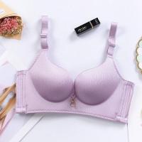 幸福狐狸无钢圈内衣女士聚拢性感排扣收复乳透气文胸胸罩薄款 08至尊款-紫色[单件] 32/70A