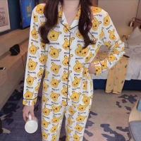 [开衫睡衣多款可选]女春秋冬长袖睡衣套装加大码睡衣月子家居服 小熊 M[80-100斤]