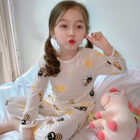 女童睡衣夏季空调服4岁9宝宝薄款长袖竹纤维内衣小女孩家居服套装 小蜜蜂 73 [建议身高66-73cm]