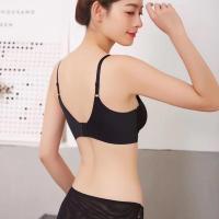 内衣夏季薄款聚拢小胸无钢圈文胸罩套装内心少女超薄蕾丝夏天透气 黑色 M