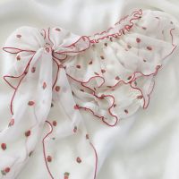 撩汉一扯脱小裙裙草莓侧开绑带性感女内裤雪纺棉质裆部荷叶裙边 白色 女款