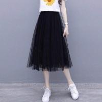 2021夏款两件套小熊短袖大童15初中生岁16女孩网纱裙半身裙连衣裙 单条黑色网纱60%人群选择 145 S码宽松版60