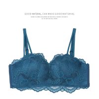 [优奈哲]单件/套装 无钢圈防下垂性感蕾丝小胸聚拢内衣女文胸 绿色(单件) 32/70A
