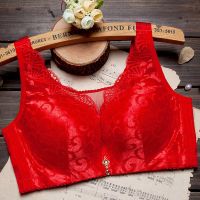 薄款内衣女无钢圈胸罩聚拢调整型上托收副乳性感蕾丝防走光文胸 红色[单件装] 34/75B