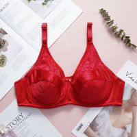 高档胸罩大码大杯大胸显小内衣薄款聚拢上托收副乳调整型文胸 红色 34/75(CD通杯)