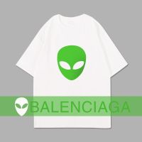 2021高街风半袖外星人T恤 ins潮牌巴黎世傢高街宽松黑白男女半袖 白色 M 60-80斤